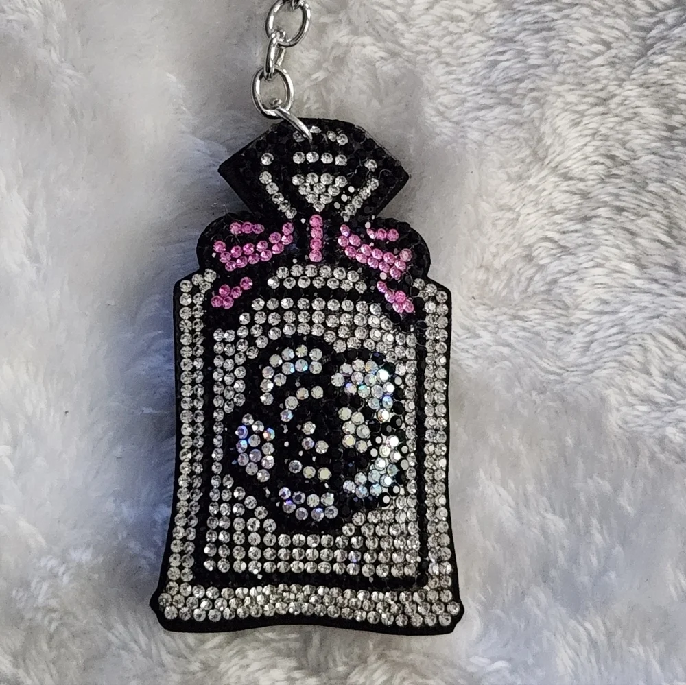 Rhinestone Perfume Bottle Keychain Bag Charm